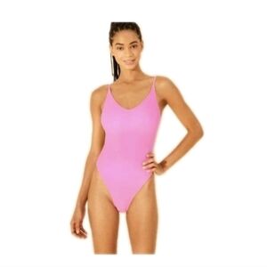 Wild Fable Tie Back Extra High Leg & Extra Cheeky One Piece Pink Medium NWT